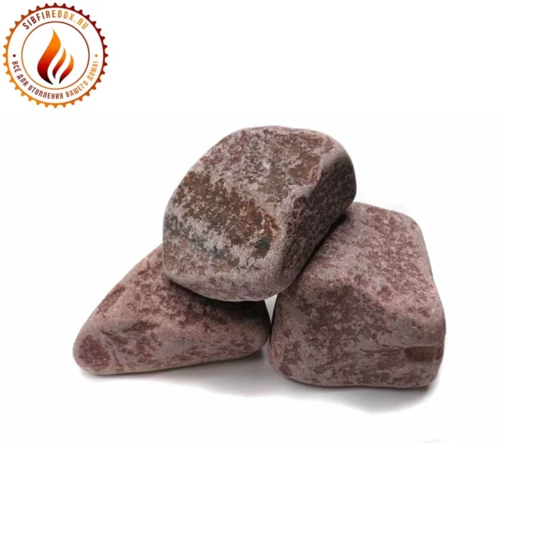 Камень кварцит малиновый для бани и сауны обвалованный 20 кг